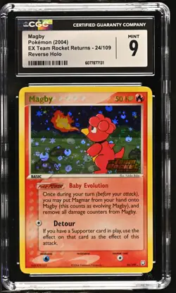 CGC 9 MINT Magby EX Team Rocket Returns 24/109 Reverse Holo STAMPED Pokemon Card - Image 1