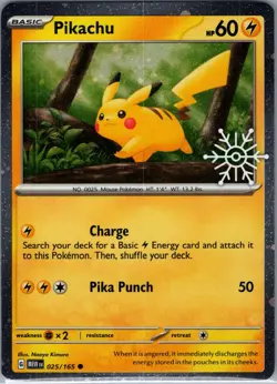 Pokemon TCG Pikachu Pikachu Holo Snowflake Festive Stamp 025/165 - Image 1