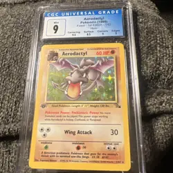 Aerodactyl Pokemon Fossil 1/62 RARE Holo 1st Edition CGC 9 Mint - Image 1