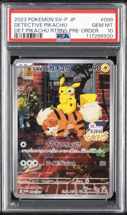 2023 POKEMON JAPANESE SV-P PROMO #098 DETECTIVE PIKACHU PSA 10 - Image 1