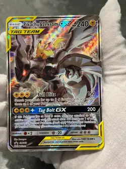Pokemon TCG Pikachu & Zekrom GX SM168 Black Star Promo Full Art DMG - Image 3