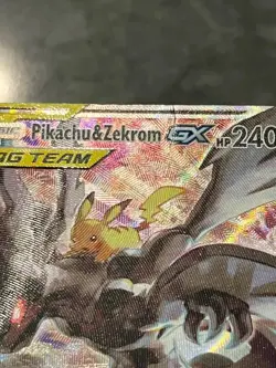 Pokemon TCG Pikachu & Zekrom GX SM168 Black Star Promo Full Art DMG - Image 4