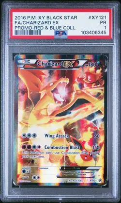 2016 POKEMON XY BLACK STAR PROMO RED & BLUE COLL FULL ART/CHARIZARD EX PSA 1 - Image 1