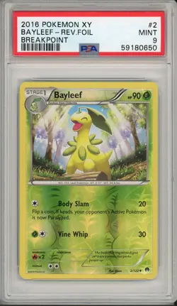 2016 Pokemon XY Breakpoint Bayleef Rev. Foil #2 PSA 9 - Image 1
