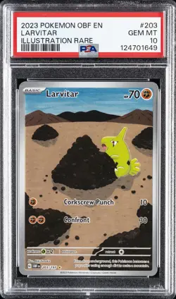 2023 POKEMON OBF EN-OBSIDIAN FLAMES ILLUSTRATION RARE #203 LARVITAR PSA 10 - Image 1