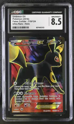 CGC 8.5 Umbreon EX 2016 Fates Collide 119/124 Ultra Rare Holo Pokemon Card - Image 1