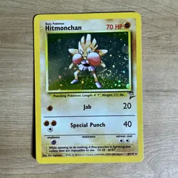 Hitmonchan 8/130 Pokemon Base Set 2 SWIRL Holo Rare WOTC Vintage Card English MP - Image 1