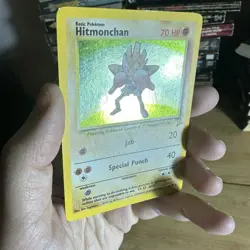 Hitmonchan 8/130 Pokemon Base Set 2 SWIRL Holo Rare WOTC Vintage Card English MP - Image 3