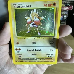 Hitmonchan 8/130 Pokemon Base Set 2 SWIRL Holo Rare WOTC Vintage Card English MP - Image 4