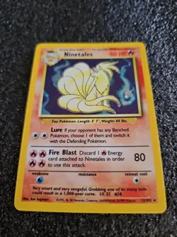 NINETALES 1999 Pokemon Base Set TCG Holo Rare Card #12/102 - Image 1