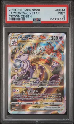 PSA 9 MINT Pokemon Mewtwo VSTAR Crown Zenith Galarian Gallery Full Alt Art GG44 - Image 1