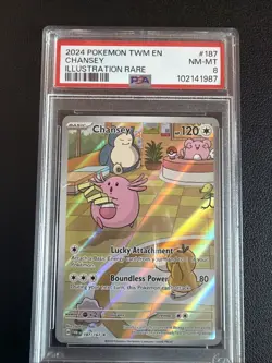 2024 POKEMON TWM EN-TWILIGHT MASQUERADE #187 CHANSEY 187/167 PSA 8 - Image 1