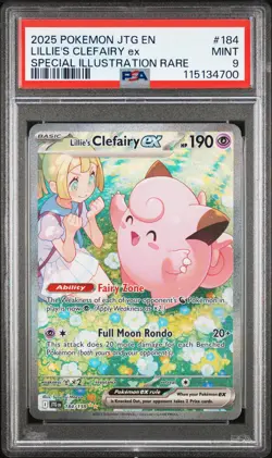 2025 POKEMON JTG EN-JOURNEY TOGETHER #184 LILLIE'S CLEFAIRY EX PSA 9 - Image 1