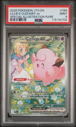 2025 POKEMON JTG EN-JOURNEY TOGETHER #184 LILLIE'S CLEFAIRY EX PSA 9 - Image 1