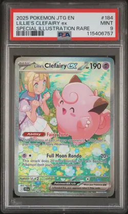 2025 POKEMON JTG EN-JOURNEY TOGETHER #184 LILLIE'S CLEFAIRY EX PSA 9 - Image 1