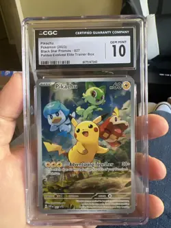 Pokemon Pikachu 027 Black Star Promo Paldea Scarlet & Violet CGC 10 Gem Mint - Image 1
