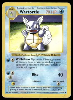 Pokemon Tcg Wartortle [Shadowless] #42 Pokemon Base Set MP - Image 1
