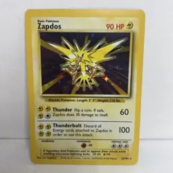 Pokemon TCG Zapdos Base Set Holo Unlimited Rare Card 16/102 LP Condition - Image 1