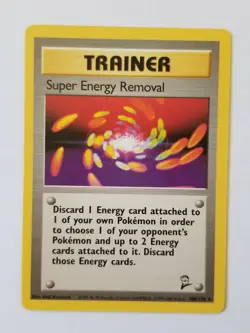 SUPER ENERGY REMOVAL 108/130 Base Set 2 Rare Trainer Pokemon Card Light Play - Image 1