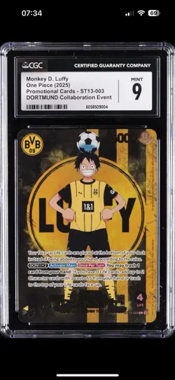 2025 ONE PIECE DORTMUND COLLABORATION EVENT PROMO CARDS MONKEY D. LUFFY CGC 9 - Image 1