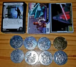 Lot Of 97 2007 2008 Star Wars TCG Topps Cards, 8 Star Wars Coins Rares To Coms - Image 1