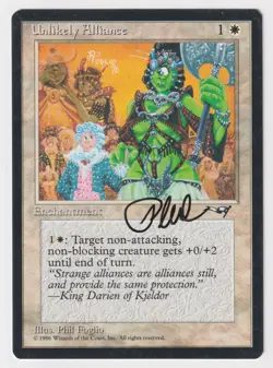 Signed Unlikely Alliance MP Alliances Artist Phil Foglio 1996 MTG Magic Vintage! - Image 1