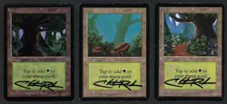 ***3x Beta Forest Signed*** MTG Beta Christopher Rush Magic Kid Icarus - Image 1