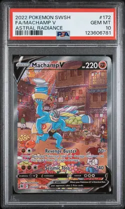 2022 POKEMON SWORD & SHIELD ASTRAL RADIANCE #172 FULL ART/MACHAMP V PSA 10 - Image 1