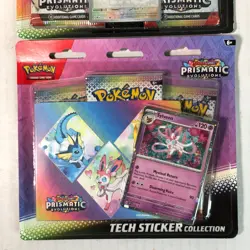 Prismatic Evolutions LOT 2-Pack Blister Eevee Pokemon Day + Sylveon Tech Sticker - Image 3