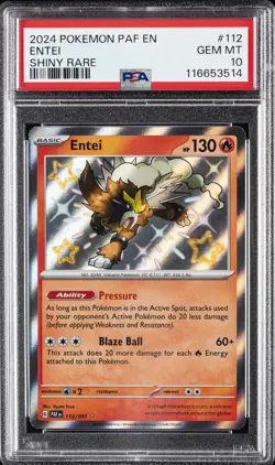 2024 POKEMON PAF EN-PALDEAN FATES SHINY RARE #112 ENTEI PSA 10 - Image 1