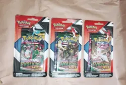Lot of 3 Pokemon Evolving Skies & Chilling Reign 2 Pack Blisters w/pin Sealed - Image 1