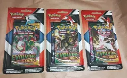 Lot of 3 Pokemon Evolving Skies & Chilling Reign 2 Pack Blisters w/pin Sealed - Image 2