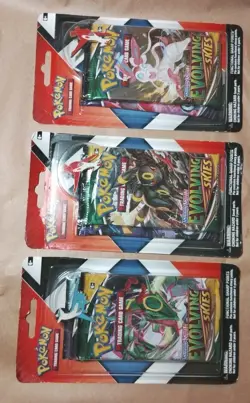 Lot of 3 Pokemon Evolving Skies & Chilling Reign 2 Pack Blisters w/pin Sealed - Image 3