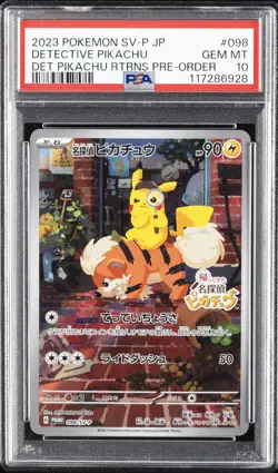 2023 POKEMON JAPANESE SV-P PROMO #098 DETECTIVE PIKACHU PSA 10 - Image 1