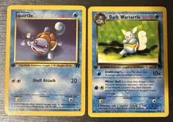 1st Editions of Squirtle and Dark Wartortle - Pokemon Team Rocket Set - Image 1