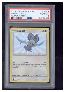 2019 Pokemon Sun & Moon Hidden Fates SV43 Noibat-Holo PSA 10 - Image 1