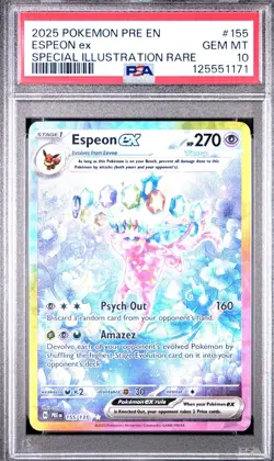 2025 Pokemon Prismatic Evolutions PRE Espeon EX #155/131 SIR PSA 10 Gem Mint - Image 5