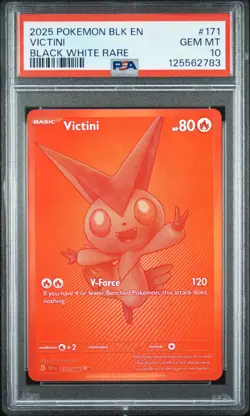 2025 POKEMON BLK EN-BLACK BOLT BLACK WHITE RARE #171 VICTINI PSA 10 - Image 1
