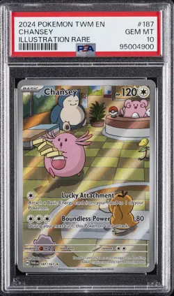 2024 POKEMON TWM EN-TWILIGHT MASQUERADE ILLUSTRATION RARE #187 CHANSEY PSA 10 - Image 1