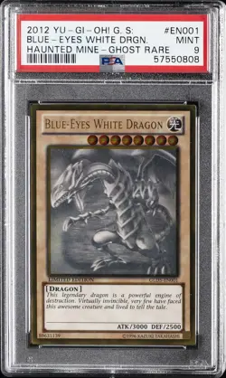 2012 YU-GI-OH! GOLD SER: HAUNTED MINE GHOST RARE BLUE-EYES WHITE DRAGON PSA 9 - Image 1