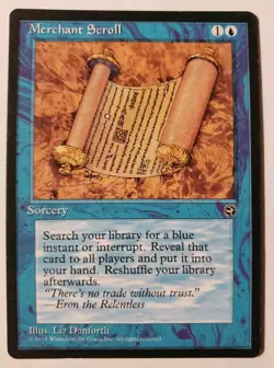 Magic the Gathering Homelands Merchant Scroll MTG Blue Light Play See Pictures - Image 1