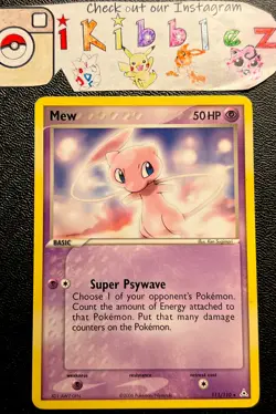 XDJ Mew 111/110 LP Non Holo Secret Rare Vintage EX Power Keepers Pokemon Card! - Image 1