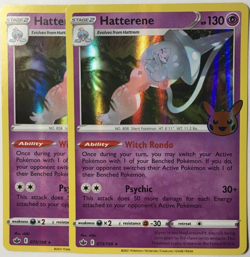 POKEMON 2X HATTERENE 073/198 TRICK OR TRADE HALLOWEEN SET RARE HOLO NEAR MINT - Image 1