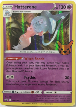 POKEMON 2X HATTERENE 073/198 TRICK OR TRADE HALLOWEEN SET RARE HOLO NEAR MINT - Image 2