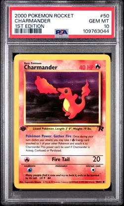 2000 POKEMON ROCKET 1ST ED #50 CHARMANDER PSA 10 - Image 1