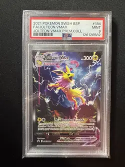 PSA 9 Jolteon VMAX Full Art #184 SWSH BSP Premium Collection Promo Pokemon 2021 - Image 1