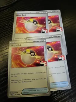 4x Ultra Ball 196/198 Pokemon Play! Prize Pack Series 3 / 4 Playset NM - Image 1