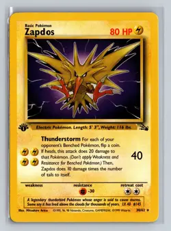 Zapdos 30/62 1st Edition - Pokemon Fossil WotC Non-Holo Rare Vintage - NM - Image 1
