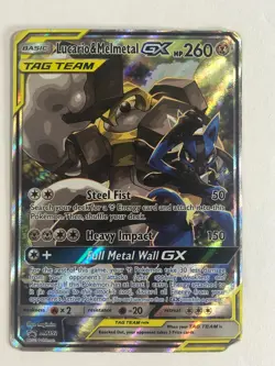 Pokemon TCG SM192 Promo Lucario & Melmetal GX Heavy Played :( - Image 1