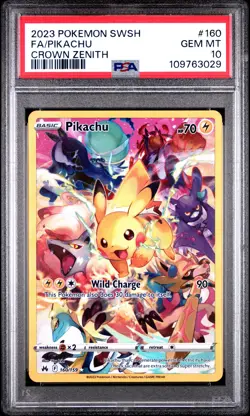 2023 POKEMON SWORD & SHIELD CROWN ZENITH #160 FULL ART/PIKACHU PSA 10 - Image 1